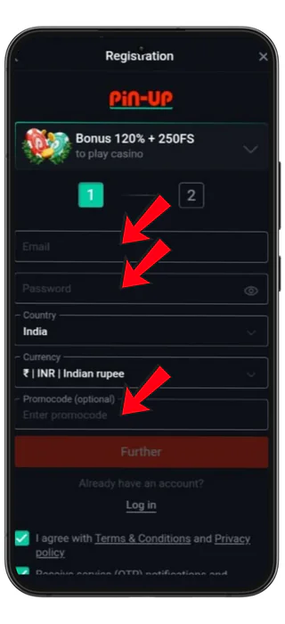 Register in the app