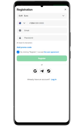 Register and claim bonus